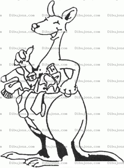 Dibujo para colorear Dibujo De Canguro Con Calcetines Y Ropa Sucia Para Pintar Y Colorear