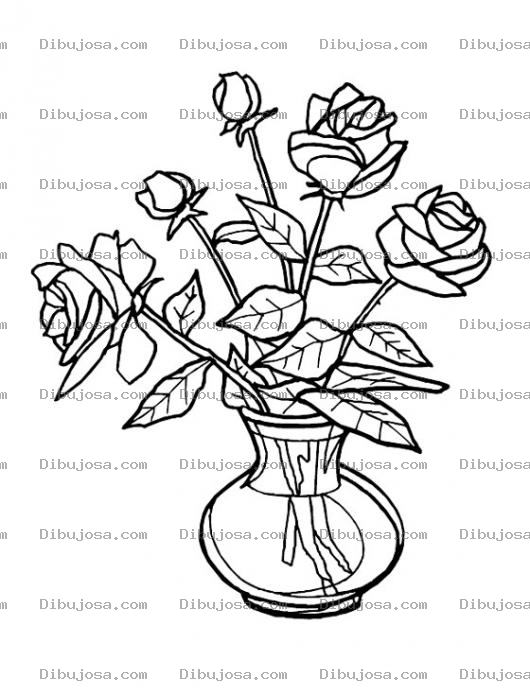 Dibujo para colorear Dibujo De Un Florero De Rosas Para Colorear