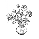 Dibujo para colorear Dibujo De Un Florero De Rosas Para Colorear