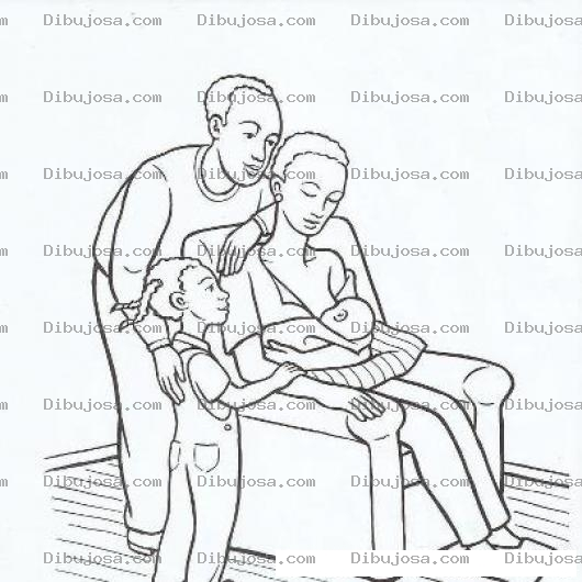 Dibujo para colorear Familia De Negritos Para Pintar Y Colorear A Un Papa Negrito Una Mama Negrita Una Nena Negrita Y Un Bebe Negrito