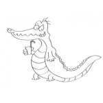 Dibujo para colorear Lagarto Con Milkshake Para Pintar Y Colorear Un Cocodrilo Con Una Granizada Con Pajia
