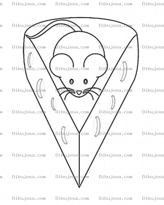 Dibujo para colorear Cuarterondequeso Dibujo De Una Rata Sobre Un Cuarteron De Queso Para Pintar Y Colorear Raton Con Queso