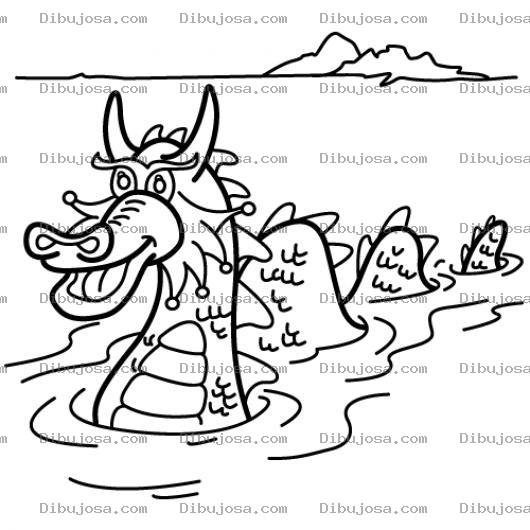 Dibujo para colorear Dibujo De Dragon Nesi Para Pintar Y Colorear Dragon De Lago