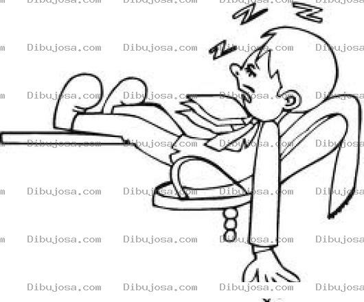 Dibujo para colorear Empleado Durmiendo En El Trabajo Para Colorear