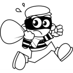 Dibujo para colorear Dibujo De Ladron Huyendo Con Un Costal Lleno De Objetos Robados Para Pintar Y Colorear Caco Con Antifaz