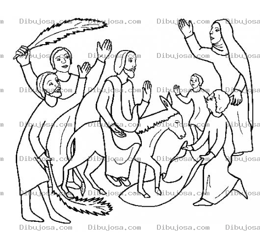 Dibujo para colorear Dibujo De Jesus En El Domingo De Ramos Para Pintar Y Colorear