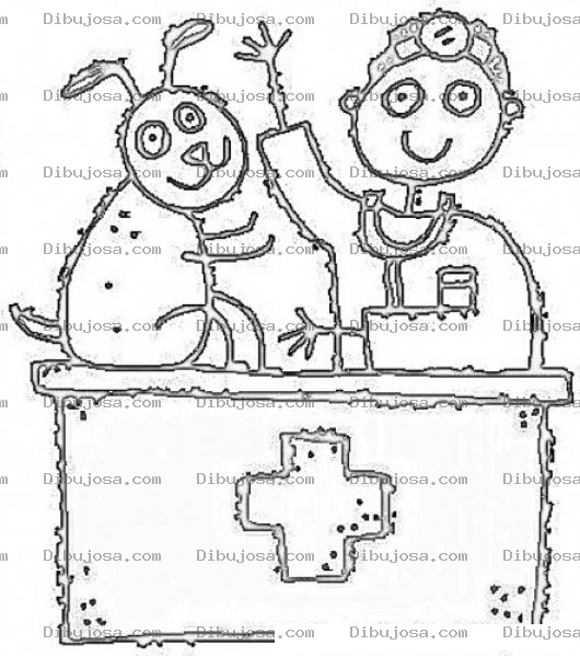 Dibujo para colorear Veterinario Con Perro Para Pintar Y Colorear