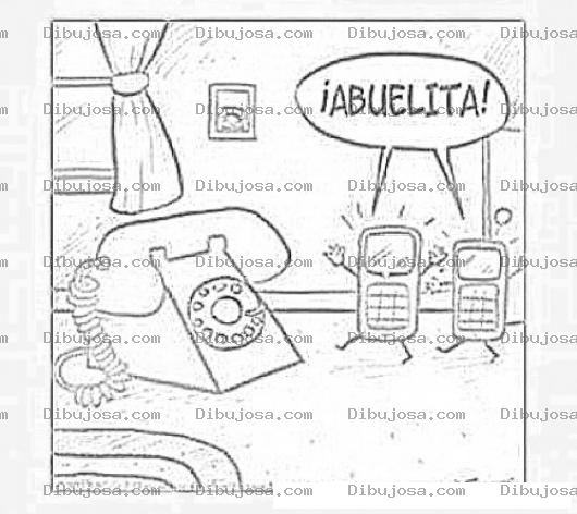 Dibujo para colorear Abuelita De Celulares Dibujo De Dos Celulares Visitando A La Abuela Para Pintar Y Colorear Abuelitadecelulares
