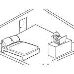 Dibujo para colorear Cuarto De Estudiante Dibujo De Un Chico En Su Habitacion Navegando En Internet Con Su Laptop Para Pintar Y Colorear Habitacion De Chico