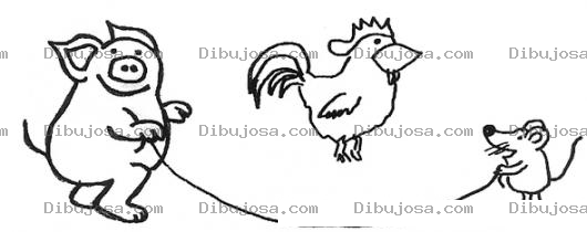Dibujo para colorear Dibujo De Cerdito Gallina Y Raton Jugando A Saltar La Cuerda Para Pintar Y Colorear Animalitos Jugando