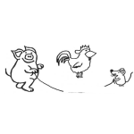 Dibujo para colorear Dibujo De Cerdito Gallina Y Raton Jugando A Saltar La Cuerda Para Pintar Y Colorear Animalitos Jugando