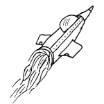 Dibujo para colorear Dibujo De Cohete Espacial En Pleno Vuelo Camino A La Luna Para Pintar Y Colorear