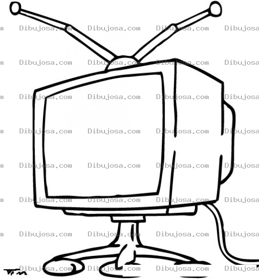 Dibujo para colorear Dibujo De Televisor En Mesita De 3 Patas Para Pintar Y Colorear Television Viejito Con Antena De Uhf Y Vhf