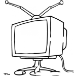 Dibujo para colorear Dibujo De Televisor En Mesita De 3 Patas Para Pintar Y Colorear Television Viejito Con Antena De Uhf Y Vhf