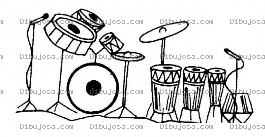 Dibujo para colorear Bateria De Grupo Musical Para Pintar Y Colorear