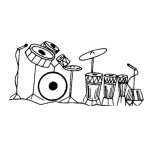 Dibujo para colorear Bateria De Grupo Musical Para Pintar Y Colorear