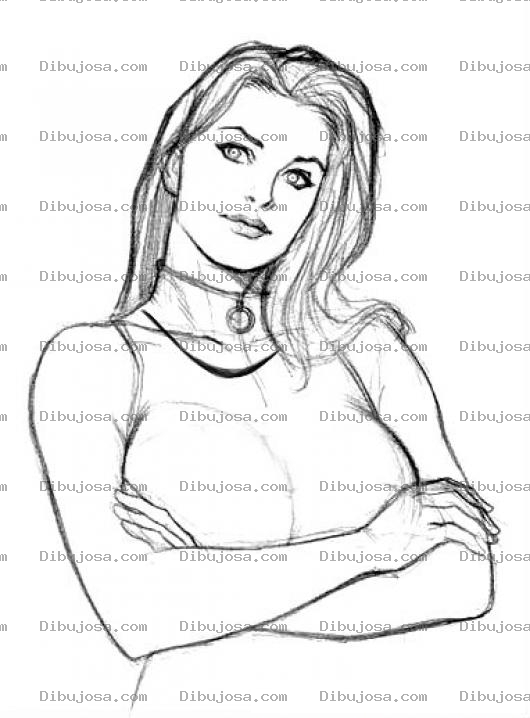 Dibujo para colorear Dibujo De Chica Boluptuosa Bonita Para Pintar Y Colorear