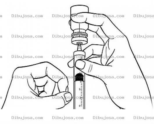 Dibujo para colorear Dibujo De Una Inyeccion Para Pintar Y Colorear Jeringa Con Aguja Sacando Liquido De Una Ampolla De Vacuna Para Inyectar Penicilina Inyectada