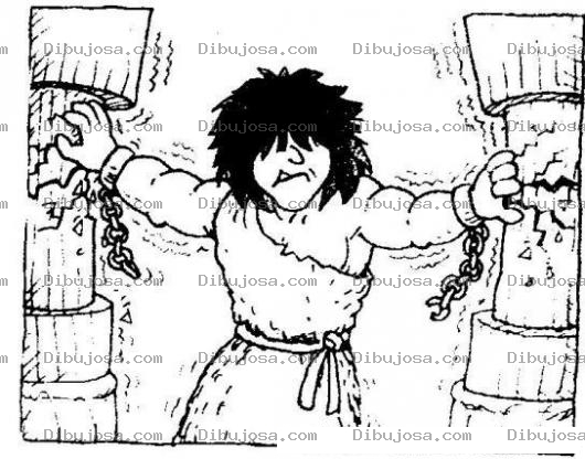 Dibujo para colorear Dibujo Biblico De Sanson Derribando El Templo Despues De Que Le Sacaron Los Ojos Para Pintar Y Colorear