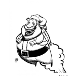 Dibujo para colorear Santa Claus Con Turbina Para Pintar Y Colorear