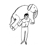 Dibujo para colorear Hombre Cargando A Un Elefante Para Pintar Y Colorear