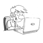 Dibujo para colorear Muchacho Con Laptop Para Colorear