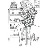 Dibujo para colorear Barbie secandose el pelo