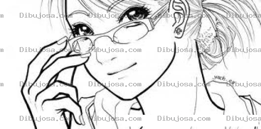 Dibujo para colorear Dibujo De Un Chica Bonita Con Lentes Para Colorear
