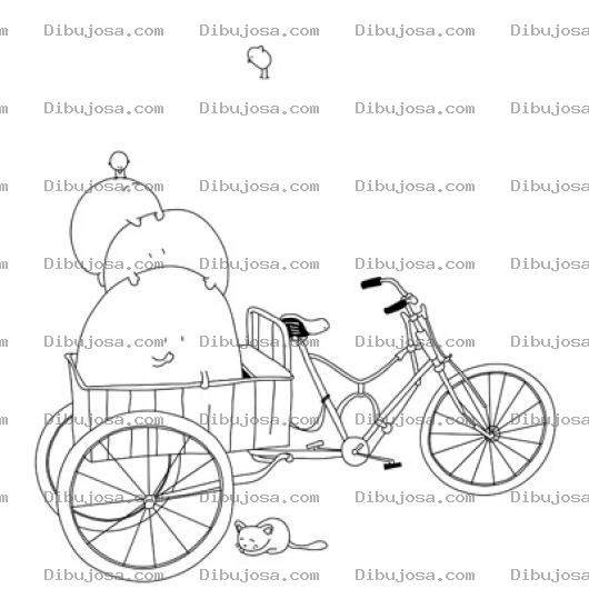 Dibujo para colorear Dibujo De Bicicleta Con Carreton Para Pintar Y Colorear