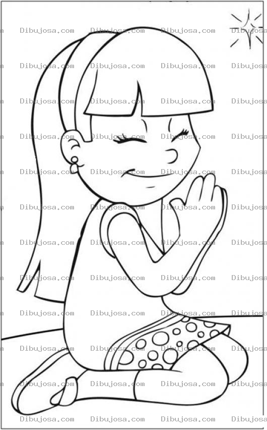 Dibujo para colorear Nina Orando Dibujo De Nena Oradora Para Pintar Y Colorear Chica Haciendo Una Oracion Y Rogando A DIOS