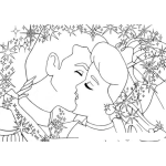 Dibujo para colorear Final Feliz De Cenicienta Para Pintar Y Colorear Dibujo De Cenicienta Besando Al Principe En La Boca