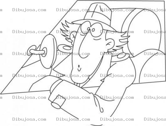 Dibujo para colorear Dibujo Del Inspector Gadget En Su Carro Para Pintar Y Colorear