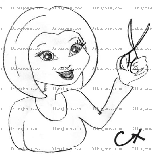 Dibujo para colorear Dibujo De Peluquera Con Tijeras Para Pintar Y Colorear Duena De Salon De Belleza