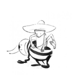 Dibujo para colorear Disfraz De Abeja Para Pintar Y Colorear Charro Trabajando De Mascota De Un Equipo Deportivo