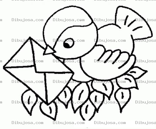 Dibujo para colorear Pajarito Mensajero Para Pintar Y Colorear Dibujo De Un Pajaro Con Una Carta En El Pico