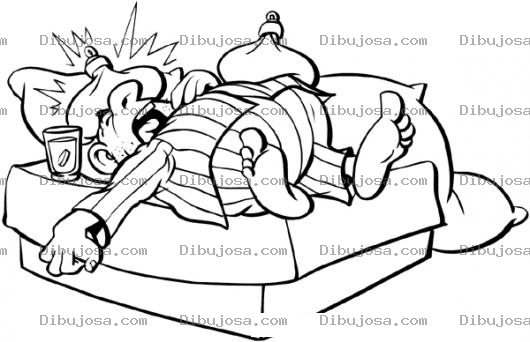 Dibujo para colorear Dibujo De Hombre Enfermo Del Estomago Acostado Y Con Dolor De Cabeza Para Pintar Y Colorear