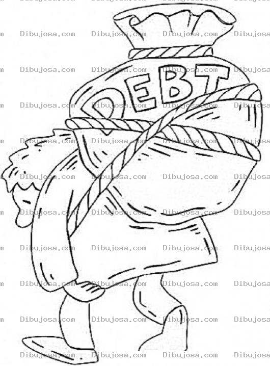 Dibujo para colorear Dibujo De Hombre Endeudado Cargando Una Gran Deuda Para Pintar Y Colorear