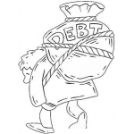 Dibujo para colorear Dibujo De Hombre Endeudado Cargando Una Gran Deuda Para Pintar Y Colorear