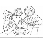 Dibujo para colorear Dibujo De Caperucita Roja Con Su Abuelita Para Pintar Y Colorear