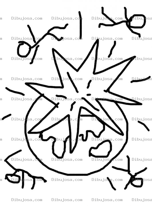 Dibujo para colorear Dibujo Del Mundo En Guerra Para Pintar Y Colorear Explosion Del Planeta Tierra