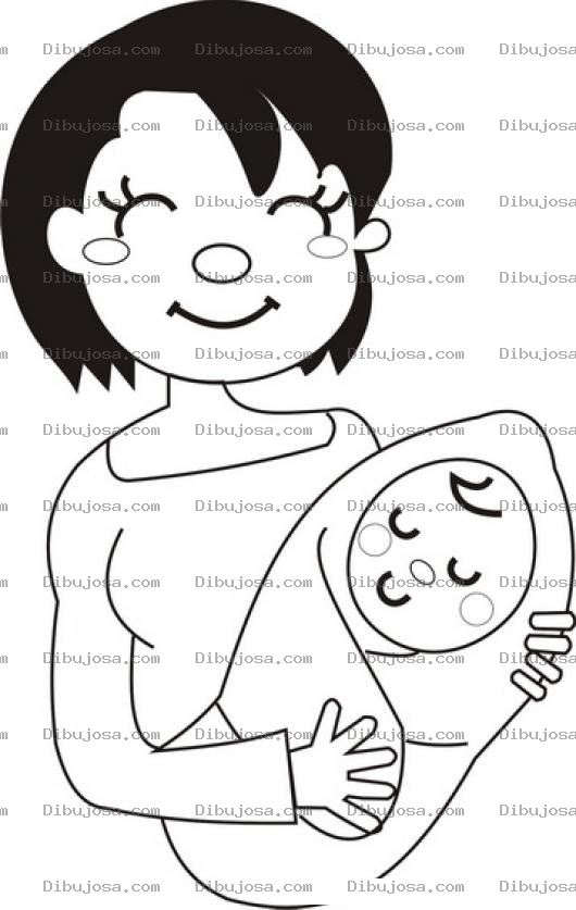 Dibujo para colorear Dibujo De Una Mama Con Su Bebe Para Pintar Y Colorear
