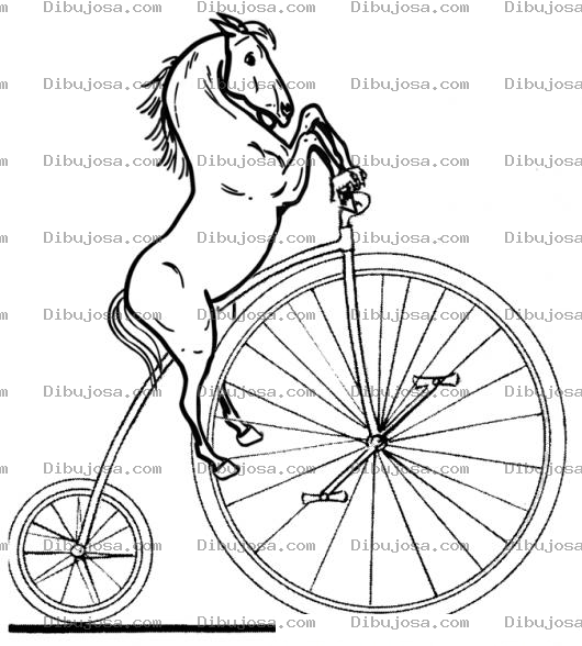 Dibujo para colorear Dibujo De Caballo En Bicicleta Antigua Para Pintar Y Colorear