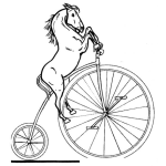 Dibujo para colorear Dibujo De Caballo En Bicicleta Antigua Para Pintar Y Colorear