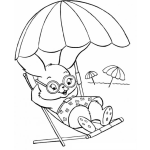 Dibujo para colorear Conejito En La Playa Para Pintar Y Colorear