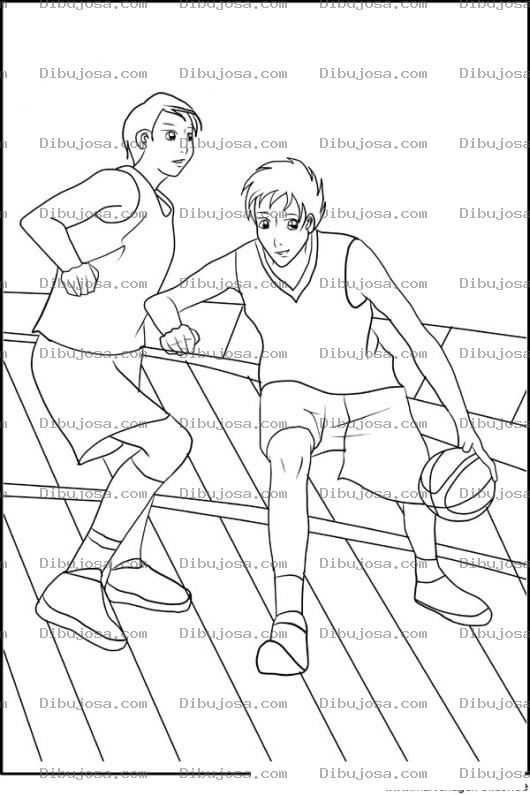 Dibujo para colorear Chicos Jugando Basquetbol Dibujo De Dos Muchachos Basquetbolistas Jugando Un 21 Para Pintar Y Colorear