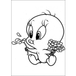 Dibujo para colorear Dibujo De Piolin Deshojando Flores Para Pintar Y Colorear