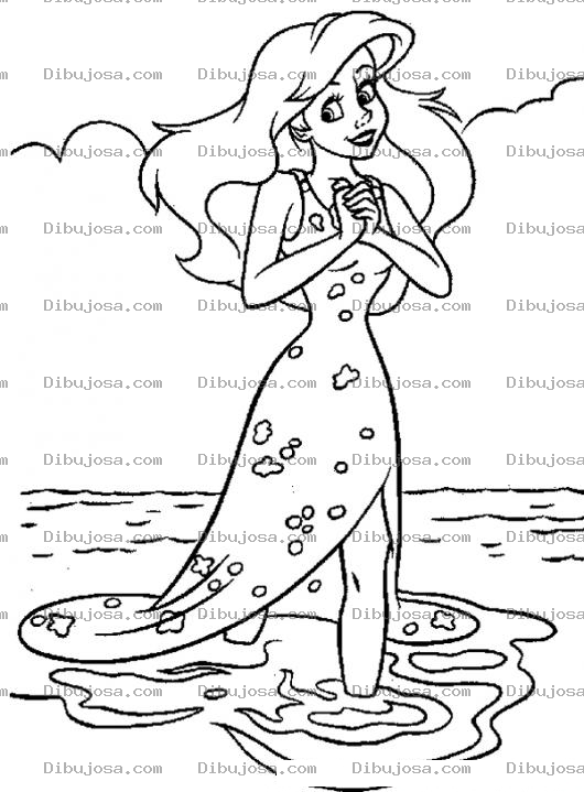 Dibujo para colorear La sirenita saliendo del mar