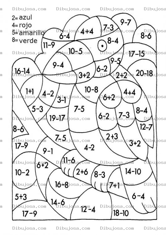 Dibujo para colorear Colorear Con Numeros Dibujo Para Practicar Sumas Y Restas Coloreando Gratis
