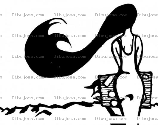Dibujo para colorear Dibujo De La Ciguanaba De Espaldas Con Pelo Largo Y Vestido Largo Para Pintar Y Colorear