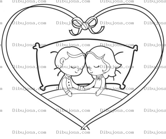 Dibujo para colorear Dibujo De Esposos Durmiendo Juntos Para Pintar Y Colorear